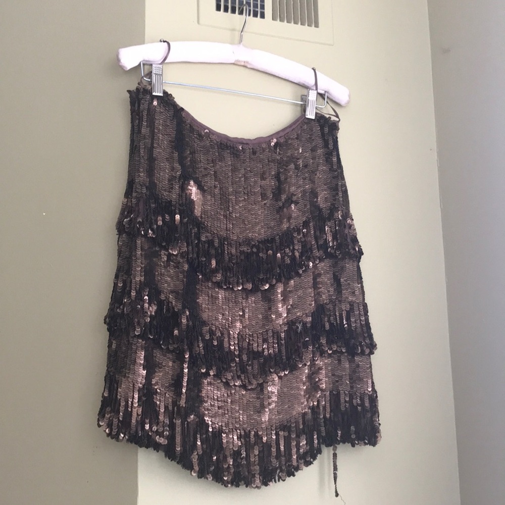 Gold Hawk Ruffle Sequin Skirt - Picture 4 of 7